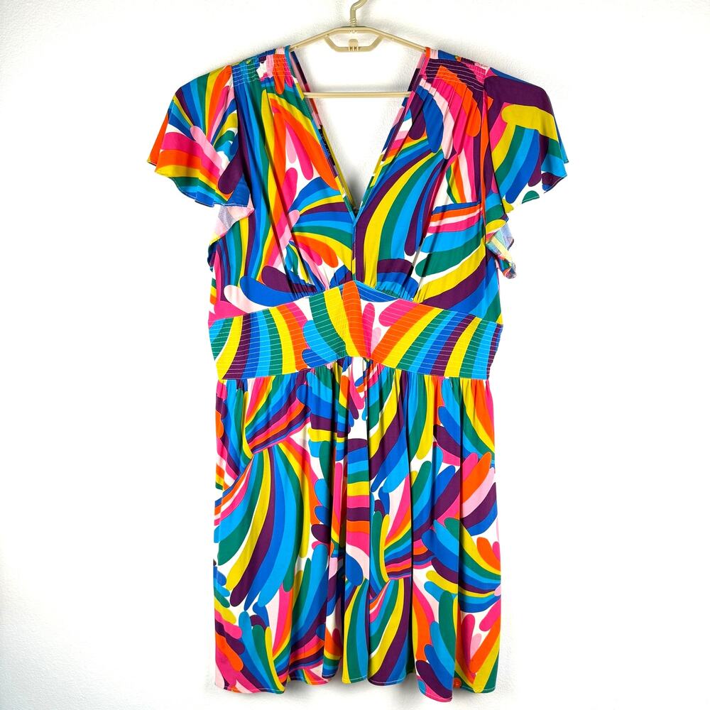 Trashy Diva Deep Cut Camilla Mini Rainbow Bright Women's Size 22 Rayon